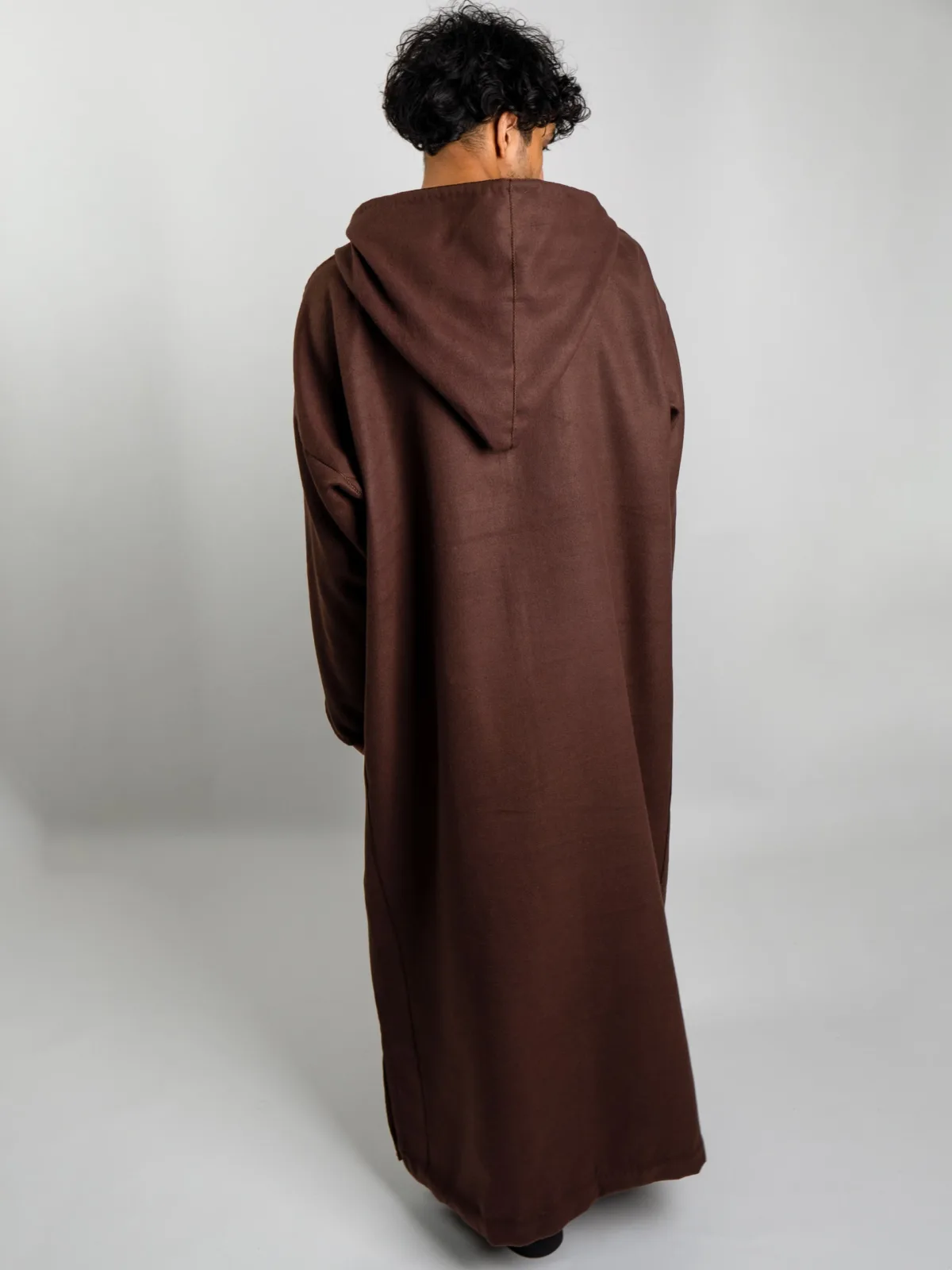 Rustic Brown Hooded Moroccan Thobe – Jellabiya - Image 2