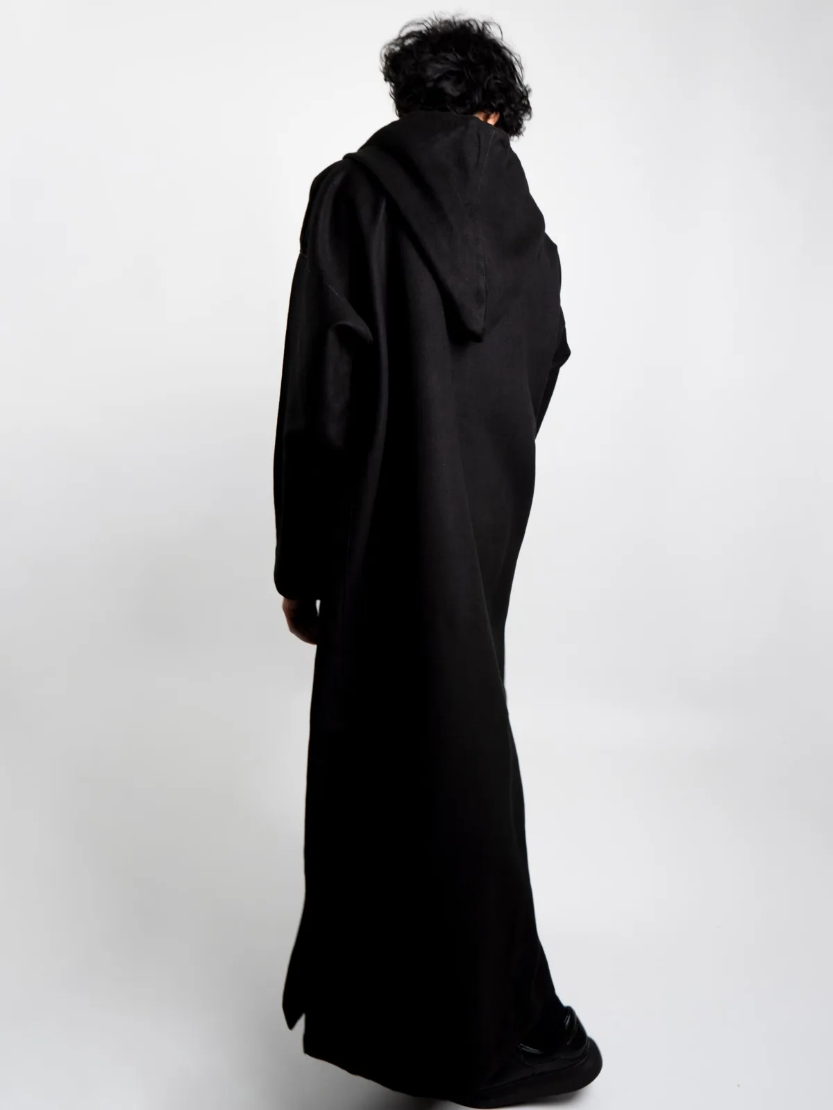 Jet Black Hooded Moroccan Thobe – Jellabiya - Image 6
