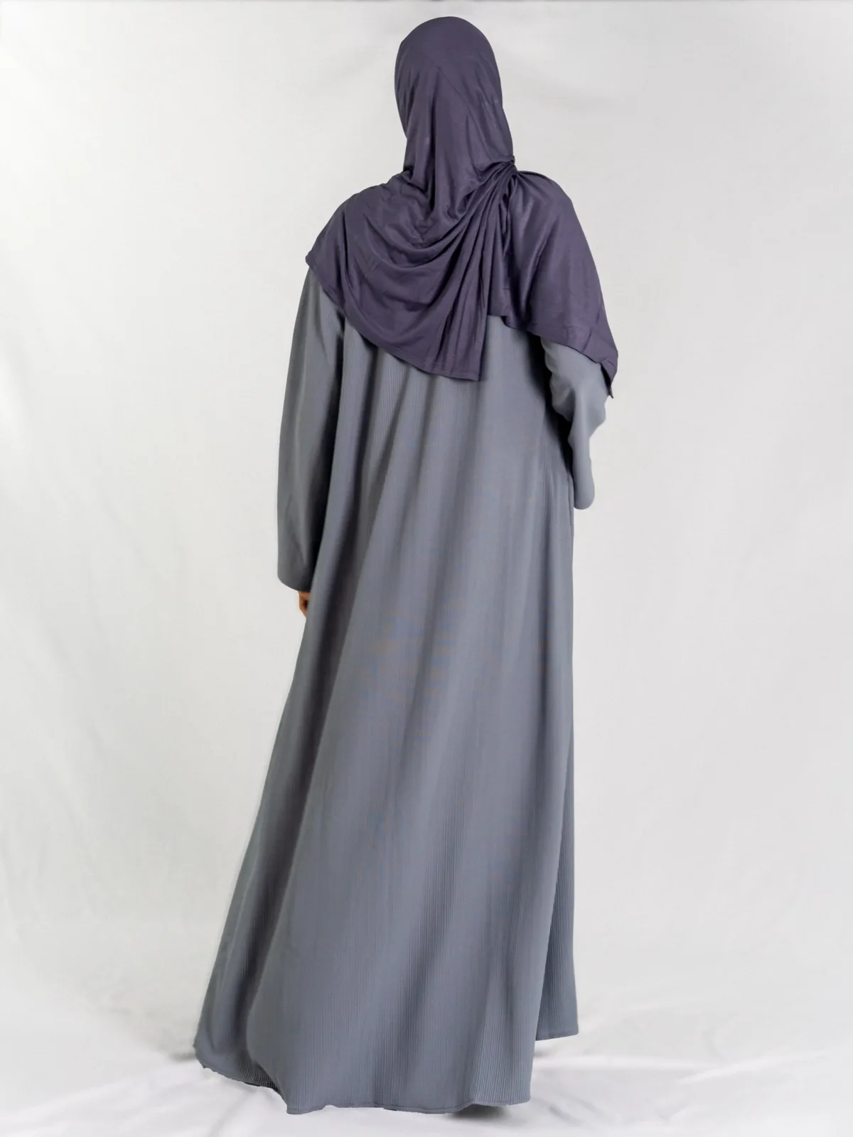 Artisan Corded Two Piece Abaya - Moonstone Grey - Image 5