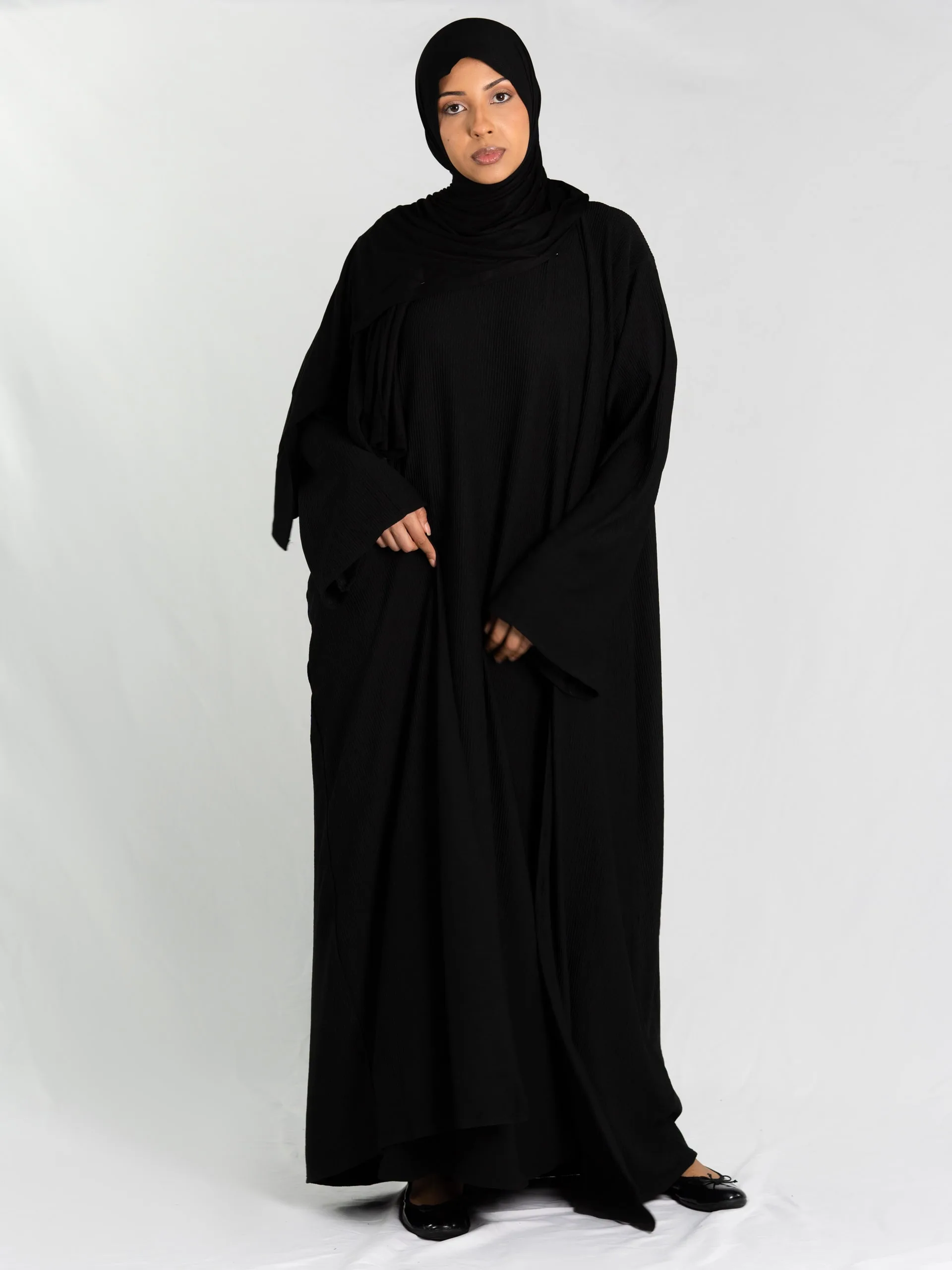 Artisan Corded Two Piece Abaya – Nightshade Black