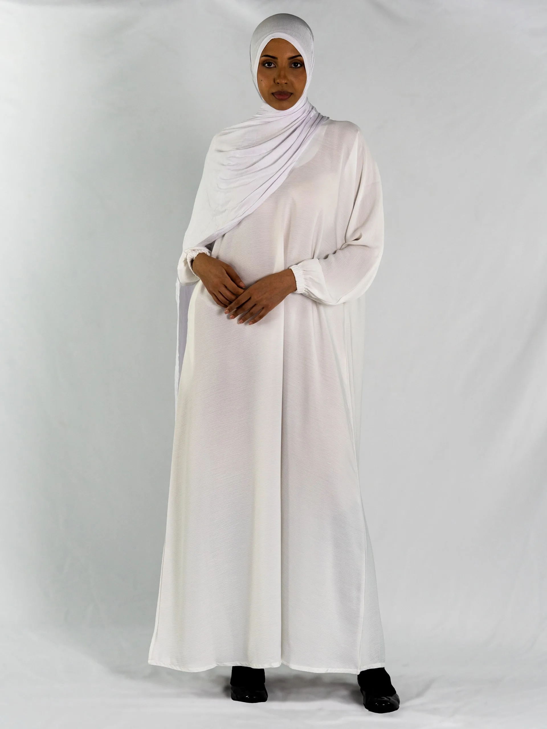 Textured Serenity Abaya – Celestial White