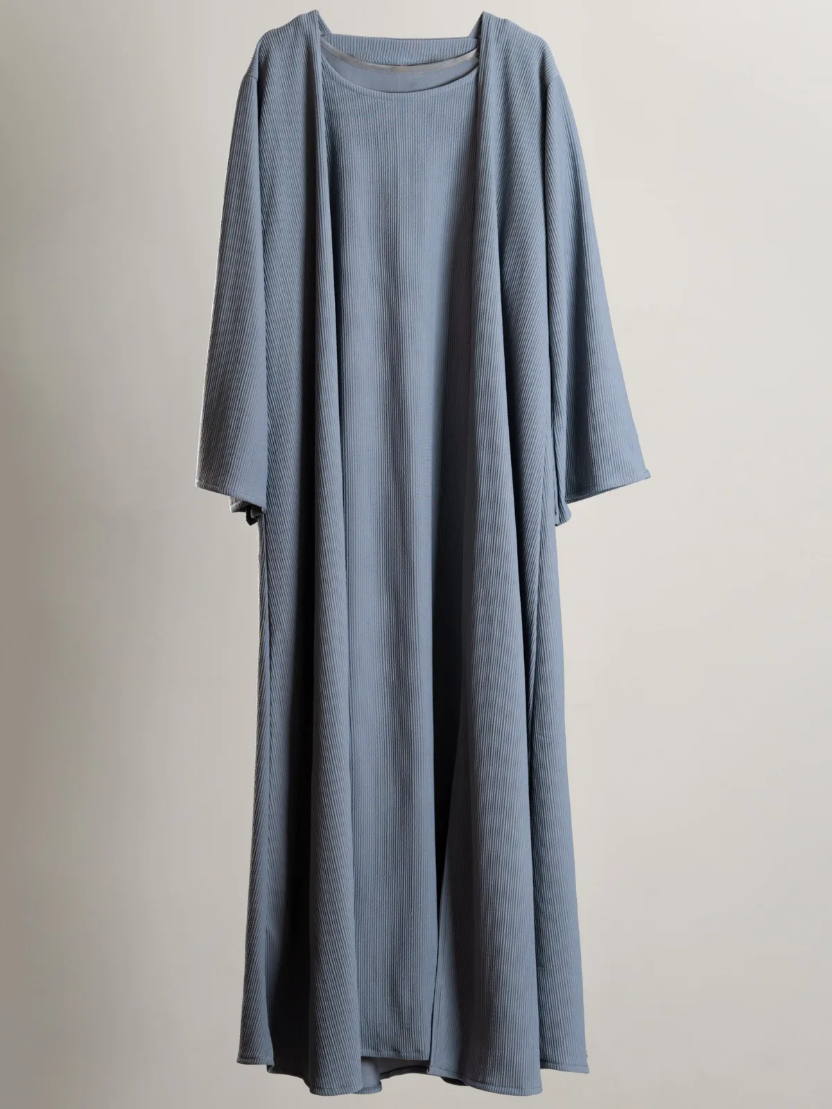 Artisan Corded Two Piece Abaya - Moonstone Grey - Image 2