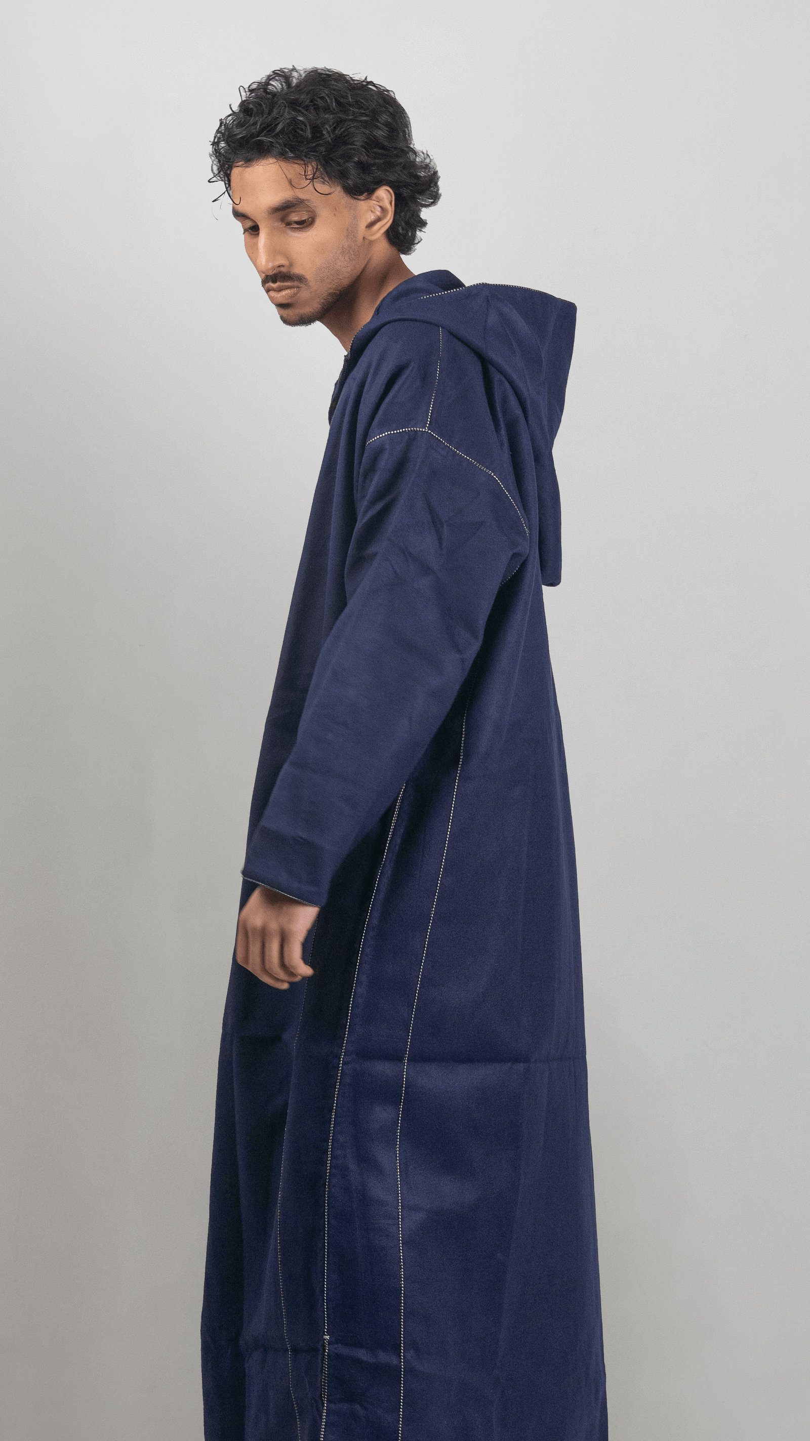 Navy Oasis Hooded Moroccan Thobe – Jellabiya