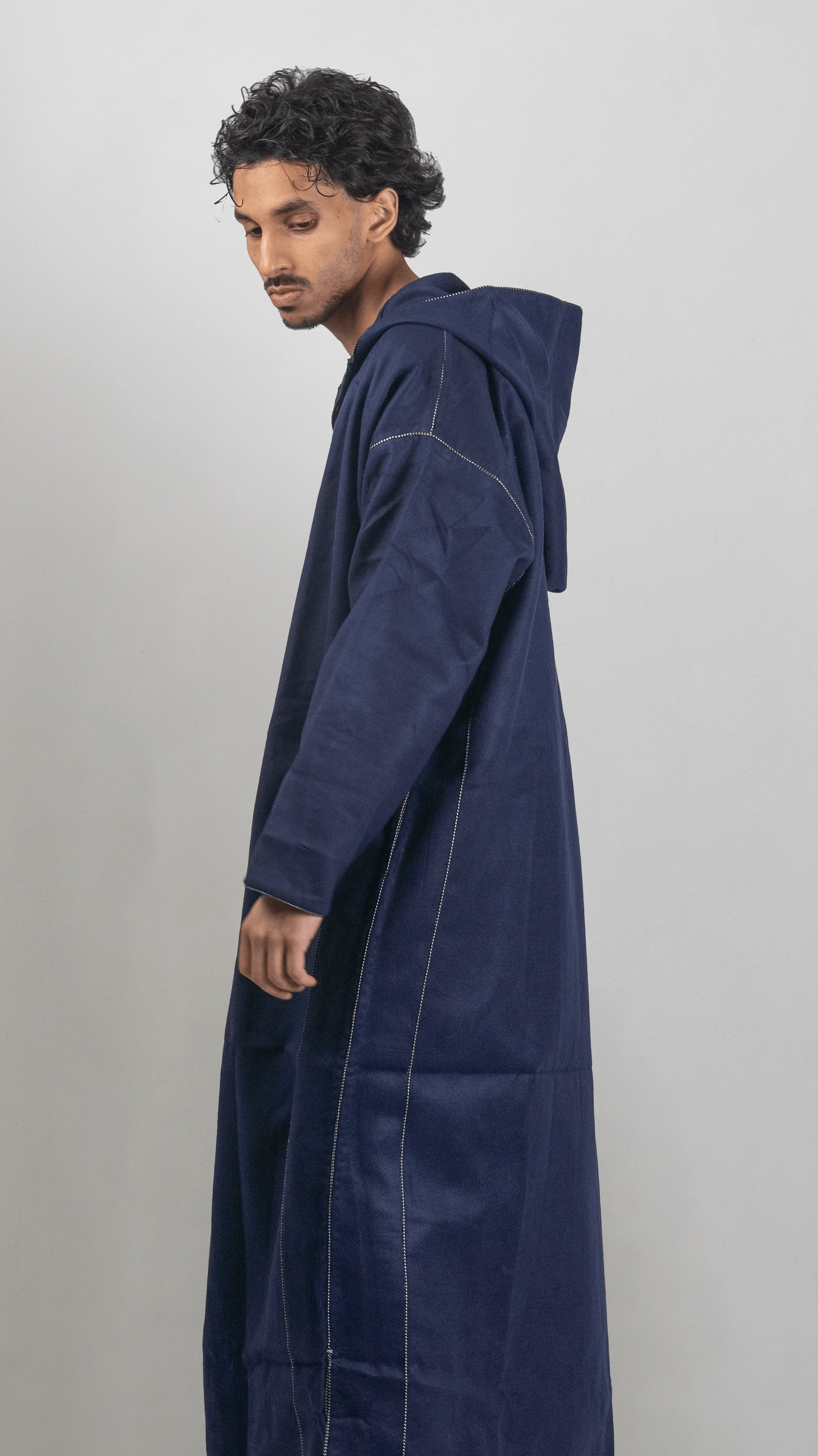 Navy Oasis Hooded Moroccan Thobe – Jellabiya